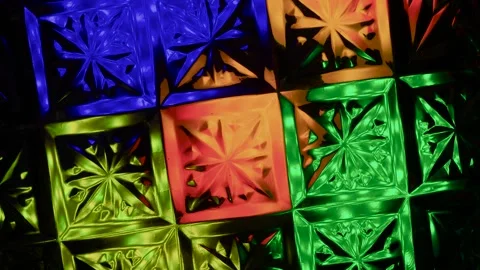 Kaleidoscope made of glass pattern with multi-colored illumination. 스톡 동영상 305021035