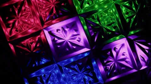 Kaleidoscope made of glass pattern with multi-colored illumination. 動画素材 305021074