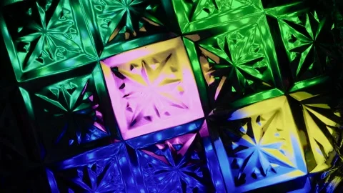 Kaleidoscope made of glass pattern with multi-colored illumination. 動画素材 305021164