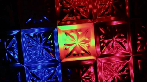 Kaleidoscope made of glass pattern with multi-colored illumination. 動画素材 305021215