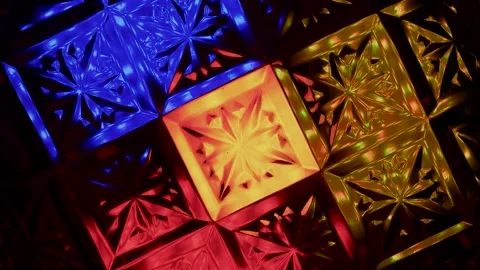 Kaleidoscope made of glass pattern with multi-colored illumination. 動画素材 305021225