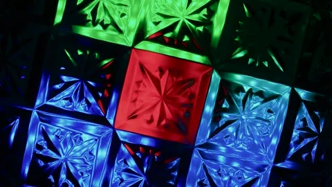 Kaleidoscope made of glass pattern with multi-colored illumination. Stock-Footage 305021300