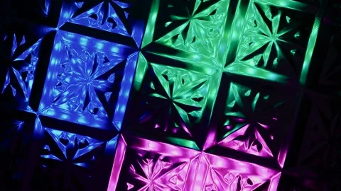 Kaleidoscope made of glass pattern with multi-colored illumination. 動画素材 305021443
