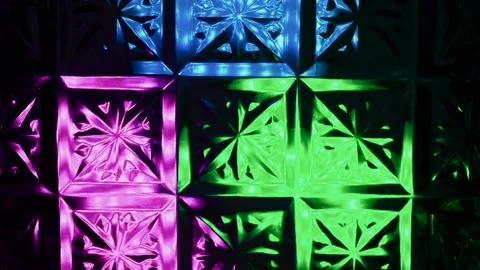 Kaleidoscope made of glass pattern with multi-colored illumination. 動画素材 305021527