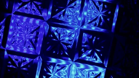 Kaleidoscope made of glass pattern with multi-colored illumination. 動画素材 305021573