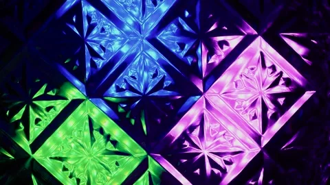 Kaleidoscope made of glass pattern with multi-colored illumination. 動画素材 305021602