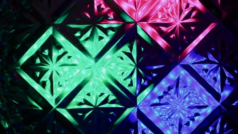 Kaleidoscope made of glass pattern with multi-colored illumination. 動画素材 305021625