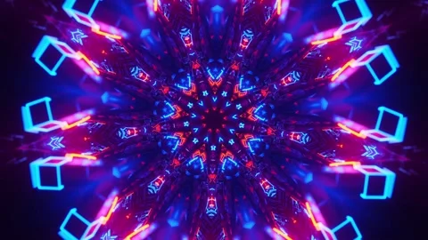 Kaleidoscope Neon Cube Wave Animation. Looped Animation Stock Footage 313336494