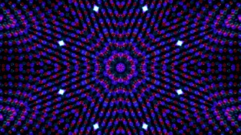 Kaleidoscope Neon Pulsing Patterns made with A Particle System - Club DJ Looping Video stock 108533178