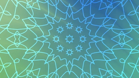 Kaleidoscope overlay pattern in shades of blue and green hues. Stock Footage 320872632