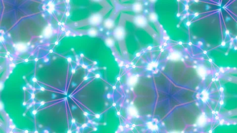 Kaleidoscope of particles. Glow of particles. 4K motion graphics. Stock Footage 130030125