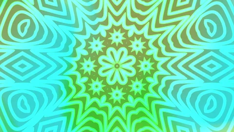 Kaleidoscope pattern with blue and green abstract designs. Видео 334652524