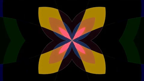 Kaleidoscope pattern with bright symmetrical shapes creating a futuristic Stock Footage 332376889