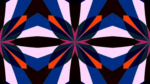 Kaleidoscope pattern with bright symmetrical shapes creating a futuristic Video stock 332377048