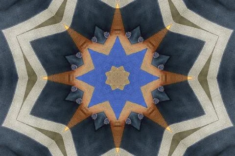 Kaleidoscope pattern creating abstract geometric star shape design Stock Photos