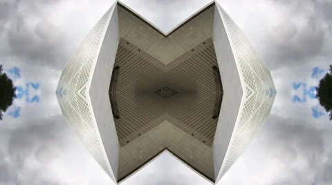 Kaleidoscope pattern, grande arch in paris france Stock Footage 30995281