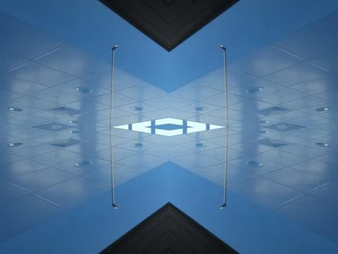 Kaleidoscope pattern of mirrored architectural elements Stock Photos