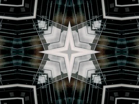 Kaleidoscope pattern of mirrored architectural elements Stock Photos