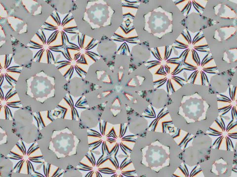 A kaleidoscope pattern with polygon and rhombus figures on a three-petal flow Stock Photos