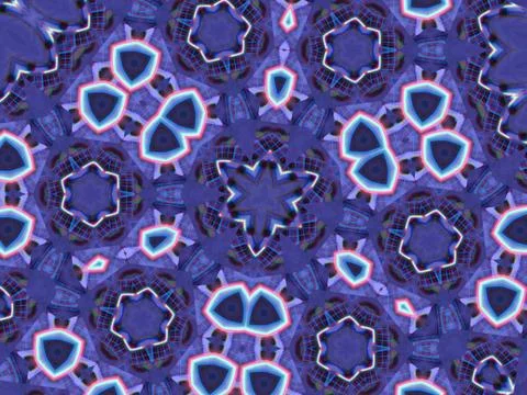 Kaleidoscope pattern with polygon, triangle, and rhombus shapes in blue color Stock Photos