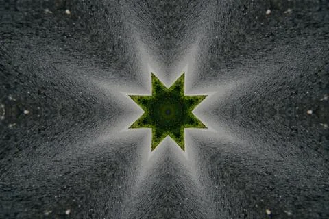 Kaleidoscope pattern with a star-shaped figure spreading silver dust Illustrazione stock