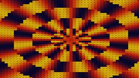 Kaleidoscope-like pattern of tiny triangular pixels that pulsate Stock Footage 337859115