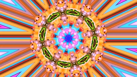 Kaleidoscope pattern from a video of a carousel in a children's fairground Video stock 287216698