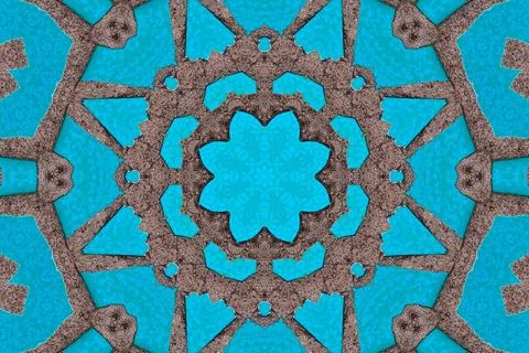 Kaleidoscope pattern visualizing abstract geometric shapes Stock Photos