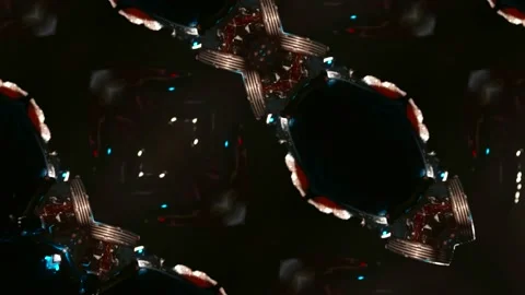 Kaleidoscope patterns. white, blue and red elements on a dark background Vídeo Stock 166169416