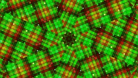 Kaleidoscope Plaid Pattern: Green, Red, Yellow Geometric Abstract Background Stock Footage 332497340
