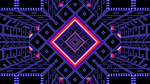 Kaleidoscope, purple patterns on black background Vídeo Stock 74654543