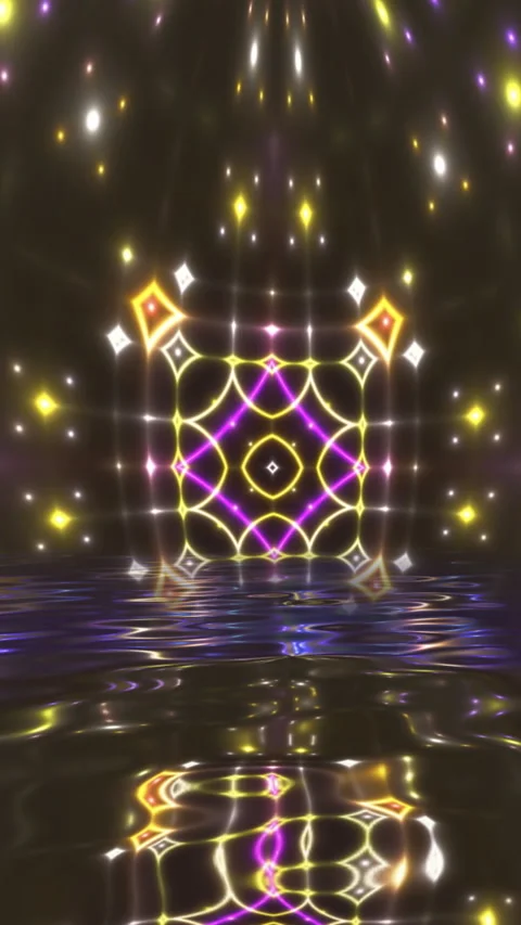 Kaleidoscope Sequence Patterns water reflection vertical video Stock Footage 299452650