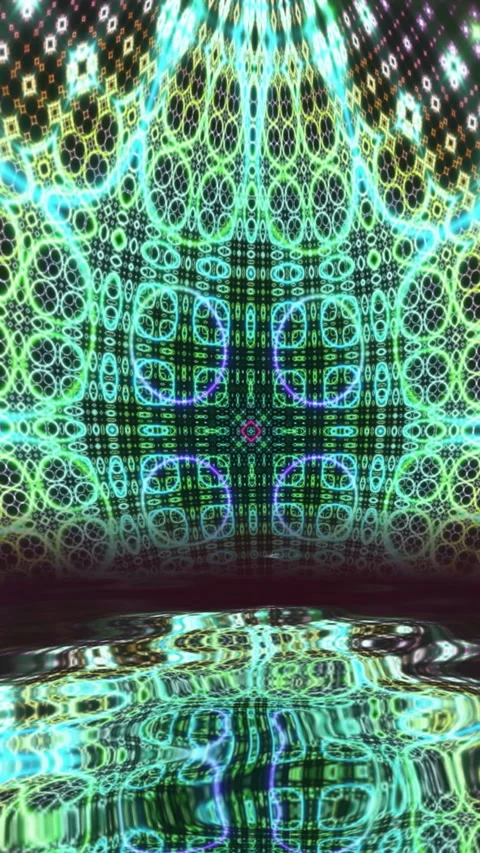 Kaleidoscope Sequence Patterns water reflection vertical video Stock Footage 299452838