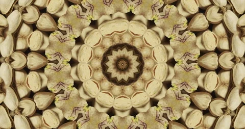 Kaleidoscope shape abstract, pistachios, nuts, mandala slow background Stock-Footage 281148434