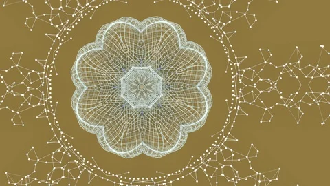 Kaleidoscope smooth sequence white pattern moving over pastel beige and green Stock Footage 124656997