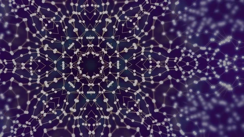 Kaleidoscope smooth sequence white pattern moving over blue gradient background. Stock Footage 124662803