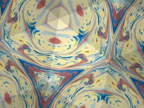 Kaleidoscope texture of ebru pattern. Mosaic colorful marble background Illustrazione stock