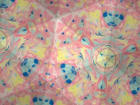 Kaleidoscope texture of ebru pattern. Mosaic colorful marble background Stock Illustration