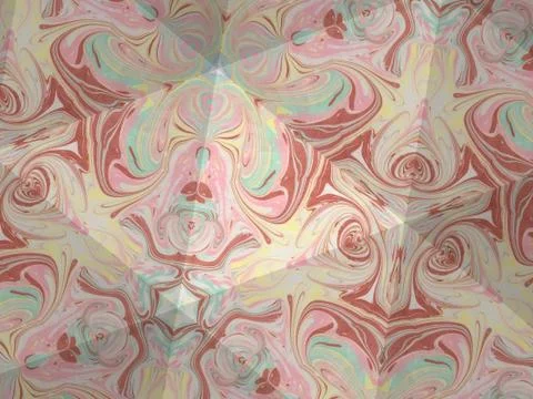 Kaleidoscope texture of ebru pattern. Mosaic colorful marble background Illustrazione stock