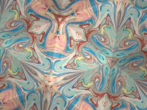 Kaleidoscope texture of ebru pattern. Mosaic colorful marble background Illustrazione stock