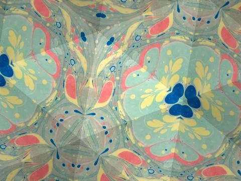 Kaleidoscope texture of ebru pattern. Mosaic colorful marble background Illustrazione stock