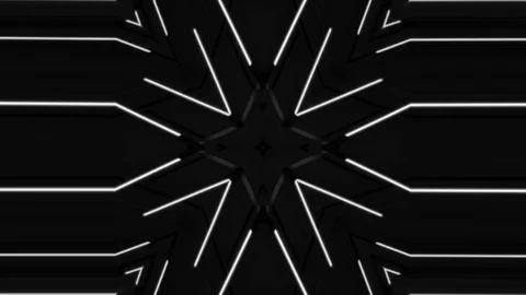 Kaleidoscopes motion background with glowing neon colorful lines and geometric s Stock Footage 122488710