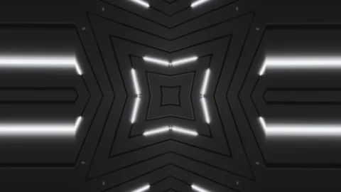 Kaleidoscopes motion background with glowing neon colorful lines and geometric s Stock Footage 122489245