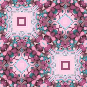Kaleidoscopic 3D CGI Pattern with Pink and Teal Spheres 스톡 일러스트