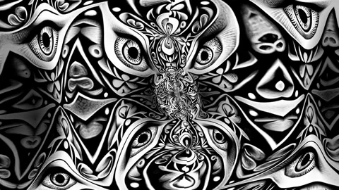 Kaleidoscopic abstract background. Seamless animation of a zoom in engraving Stock-Footage 286705293