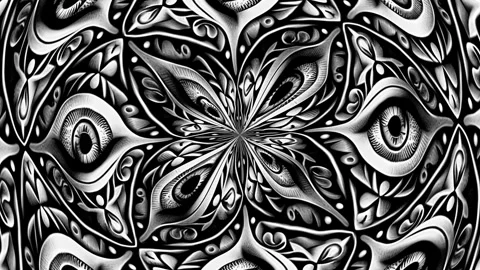Kaleidoscopic abstract background. Seamless animation of a tunnel of engraving Stock Footage 328258971