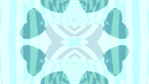 Kaleidoscopic abstract geometric pattern in light blue and white tones a symmetr Video stock 332083815