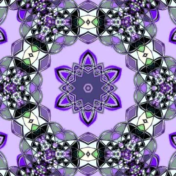 Kaleidoscopic arabesque triangle tile in form of violet star Stock Illustration