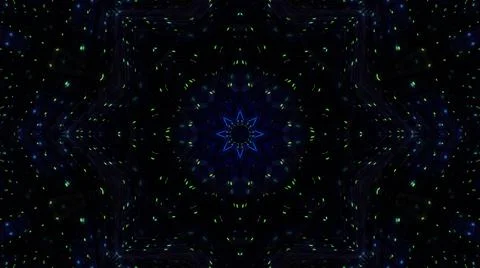 A kaleidoscopic background, patterns with blue and green colors on a dark bac Stock Illustration