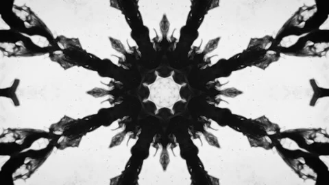 Kaleidoscopic black white animated background loop Stock Footage 103795369
